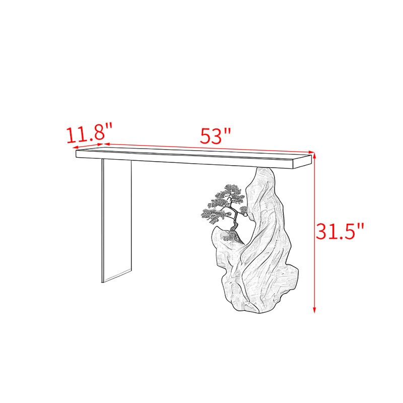 Table d'entrée moderne en bois de pin minimaliste, H 31,5 po x l 53 po x P 11,8 po