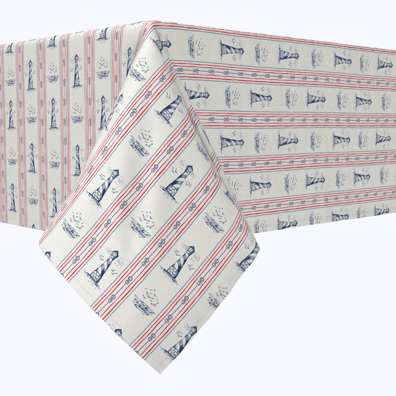 Rectangular Tablecloth, 100% Cotton, 52X104", Lighthouse Stripe, 120" L x 52" W
