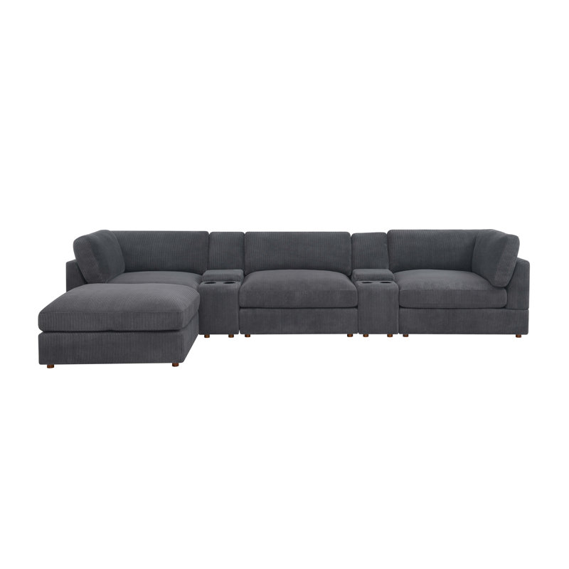 Aysgarth Modular Corduroy Sectional, Dark Gray