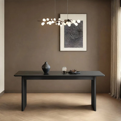 Retro pure black rock plate dining table