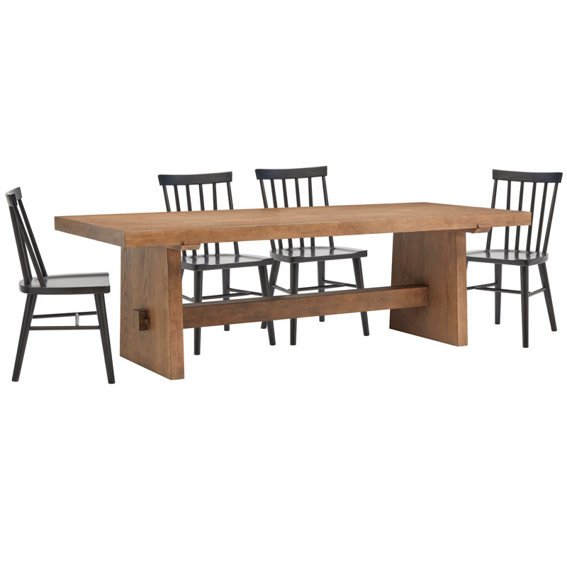 Trestle Dining Table With 4 Side Chairs, 5 Pieces: Table, 4 Chairs