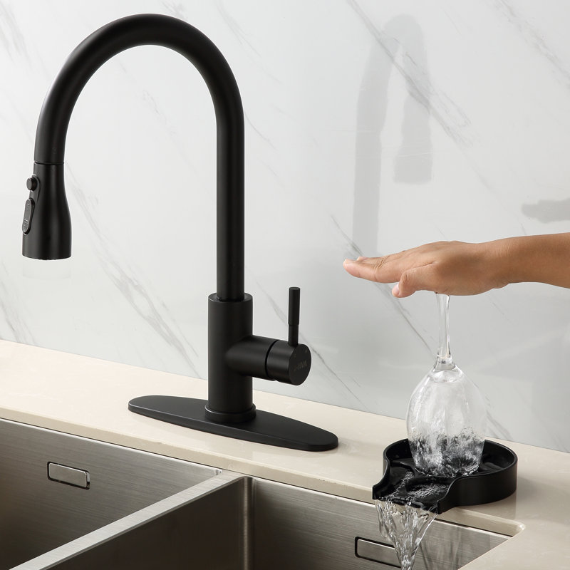 Laveur de gobelets en verre en alliage de zinc pour support d'évier de cuisine avec support en plastique, Noir mat