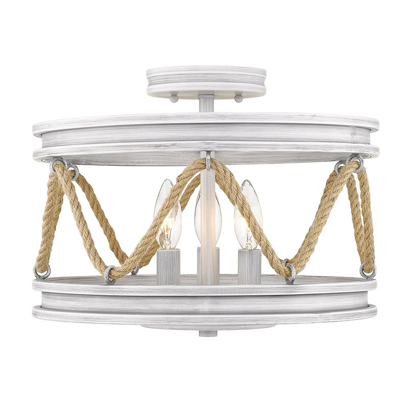 Plafonnier semi-encastré 3 lumières 14,75 po Davy, Bois flottant gris