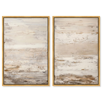 Ensemble de décorations abstraites sur toile Desert Gleam Diptych par Art Remedy, cadre noir, 10 x 15