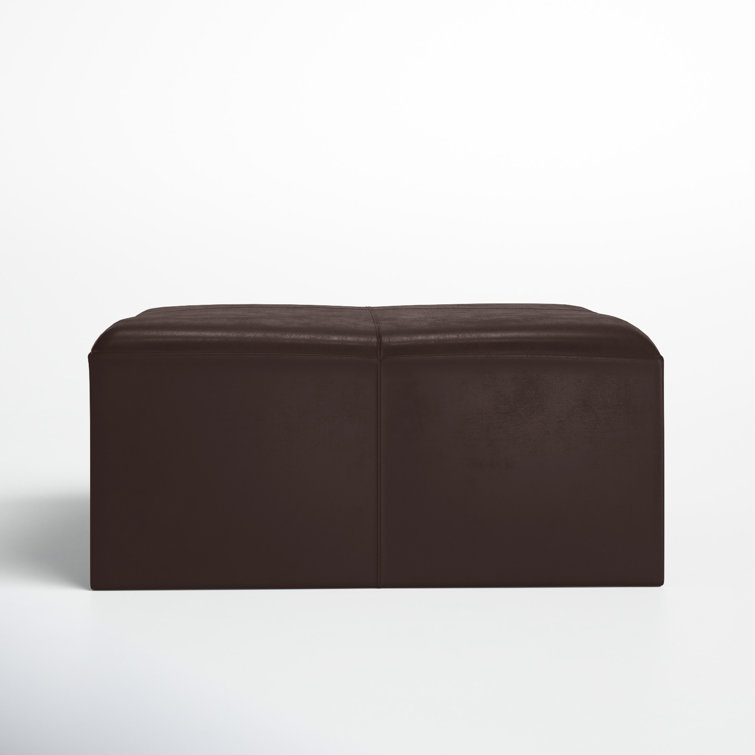 Marais 36'' Wide Genuine Leather Square Cocktail Ottoman