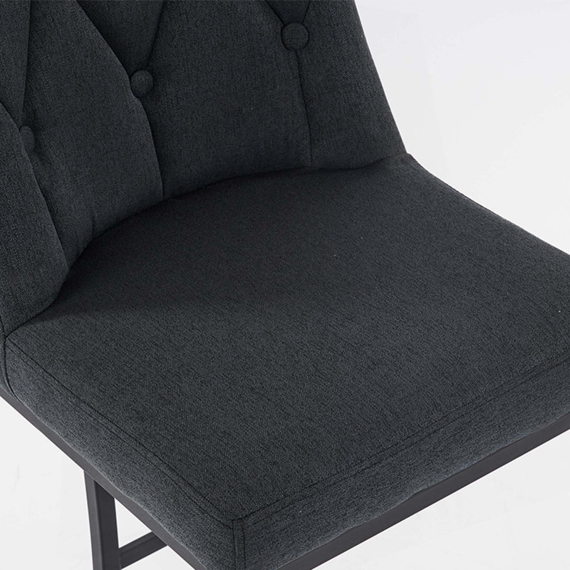 Ensemble de 2 tabourets de bar rembourrés modernes avec dossier capitonné, chaise à hauteur de comptoir avec structure en métal robuste, siège rembourré confortable pour la cuisine, le bar ou la salle à manger