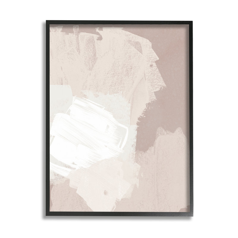 Abstrait abstrait coups de pinceau, collage, tons neutres de beige - peinture à cadre flottant sur toile