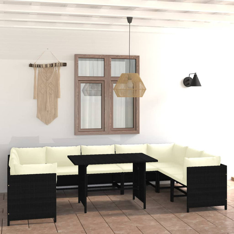 10 pièces avec coussins Rasme, Beige, Noir