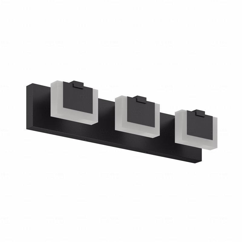 Luminaire de meuble-lavabo à 3 lumières de style moderne avec finition noire en métal et finition en métal noir avec fonction d'éclairage à DEL pour meuble-lavabo pour salle de bain.