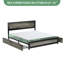 Très grand lit avec tête et pied de lit à rivets - Structure de lit plateforme industrielle - 4 tiroirs de rangement, fabrication en métal robuste - Assemblage facile, aucun sommier nécessaire - Gris délavé, KING-26339999-26339993