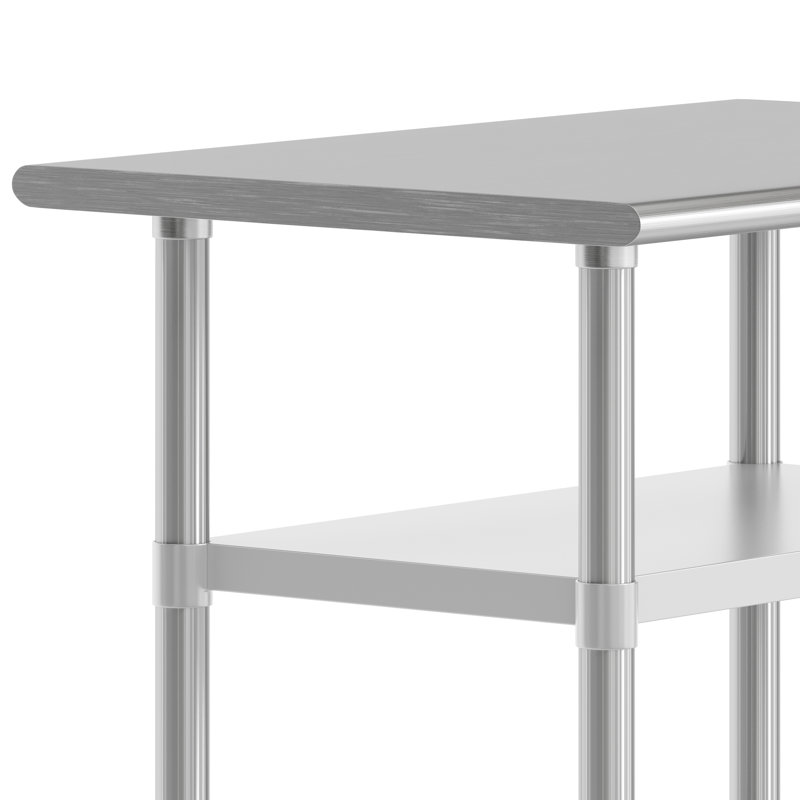 Table de travail Woodford NSF en acier inoxydable de calibre 18 avec 2 tablettes inférieures, H 34,5 po x L 36 po x l 24 po
