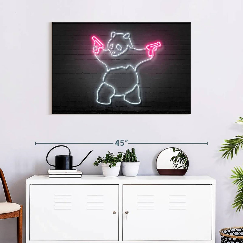 Brampt Panda Pink Guns, 24" H x 36" W