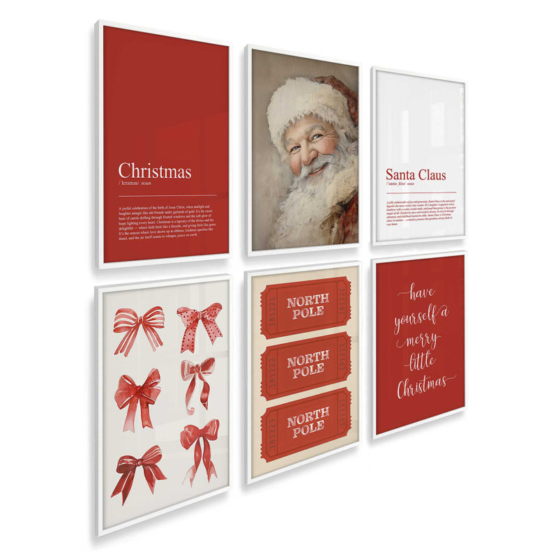 Ensemble de 6 estampes The Claus Express, Opaque White, H 17,5 po x l 81 po