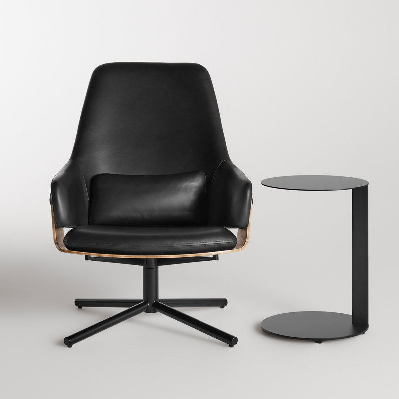 Lock Swivel Lounge Chair, Onyx Leather, Black