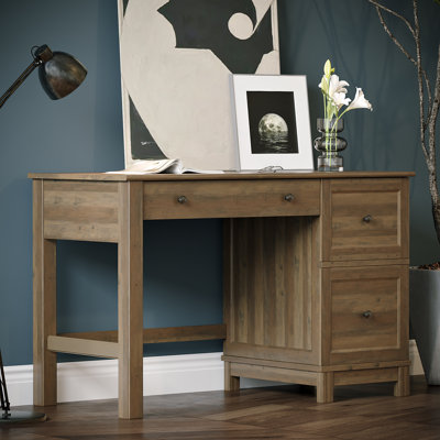 Modern Slim-leg Storage Desk with Drawers – Transitional Neutral Finish