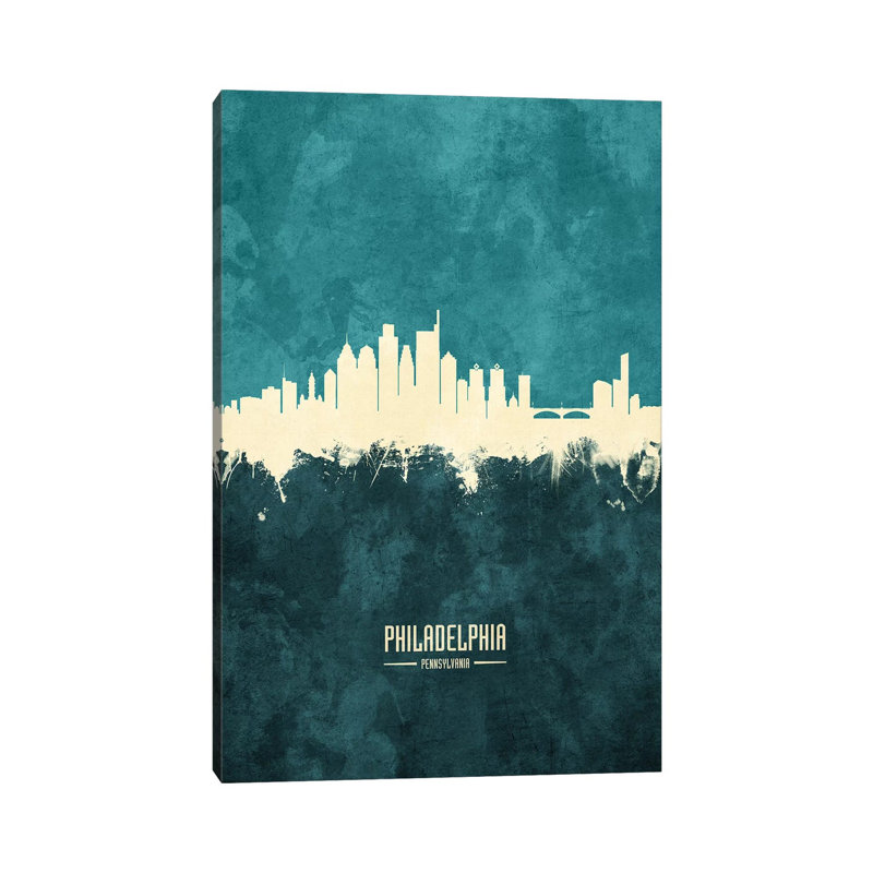 Philadelphia Pennsylvania Skyline by Michael Tompsett - 1 Piece Wrapped Canvas Wall Art, 20.32 cm H x 30.48 cm W