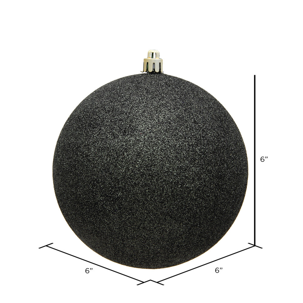 Shatterproof Bauble, 6" H x 6" W x 6" D, Gunmetal Glitter