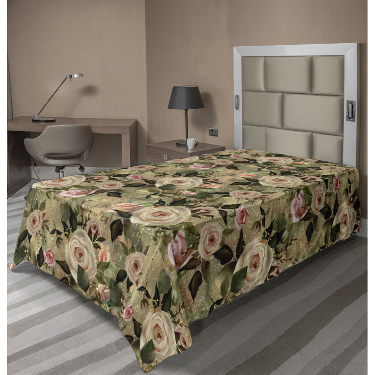 Ambesonne, drap plat floral pivoines, art botanique printanier