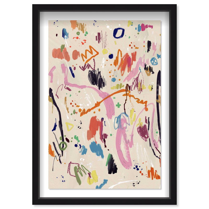 Oliver Gal Tracing Joy Abstract - Luxury Shadowbox Framed Wall Art, 46.5" H x 31.5" W, Black