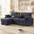 Latitude Run® 91.5 " Modern Shariff Reversible Chenille Upholstered Sleeper Sectional Sofa with Storage Chaise-1938120674