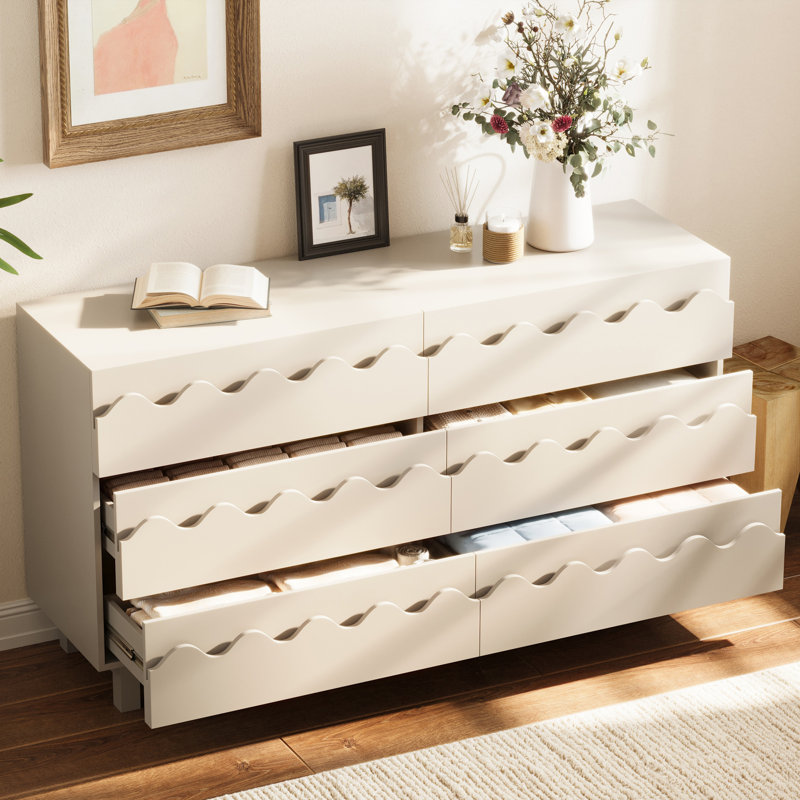 Commode 6 tiroirs 60 po, Ivoire ivoire