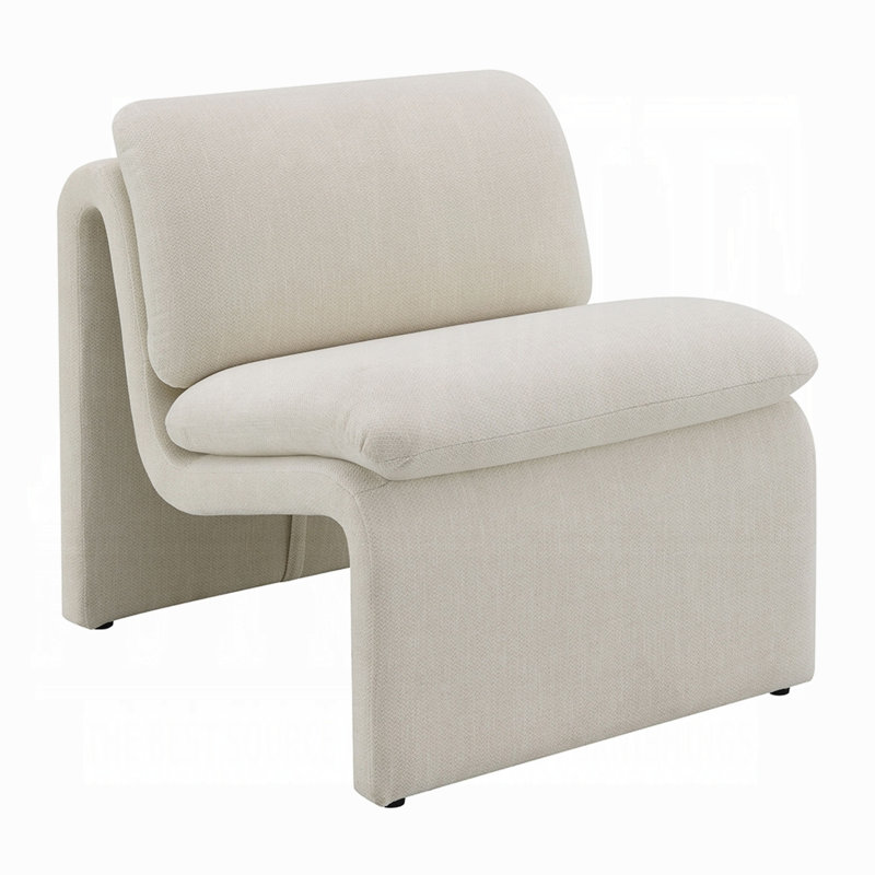 Chaise d'appoint Kami, base ouverte incurvée, Boucle moderne sans accoudoirs, Ivoire ivoire