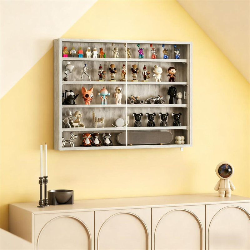 Gray Wall-Mounted Display Case Perfect For Model Cars, Gray