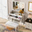 Bureau de coiffeuse avec miroir, ensemble de table de maquillage pour adultes avec tabouret, bureau à domicile, 2 grands tiroirs, blanc