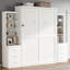 Lit escamotable double avec tablettes de rangement et tiroirs, blanc-129186083