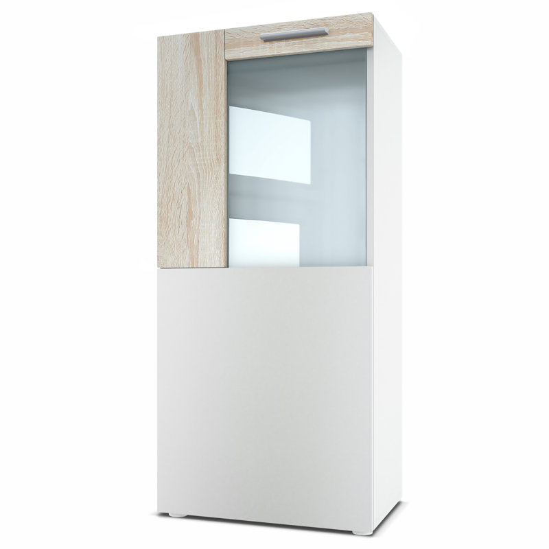 Killion Display Cabinet, Without LED, White/Oak Rough Sawn
