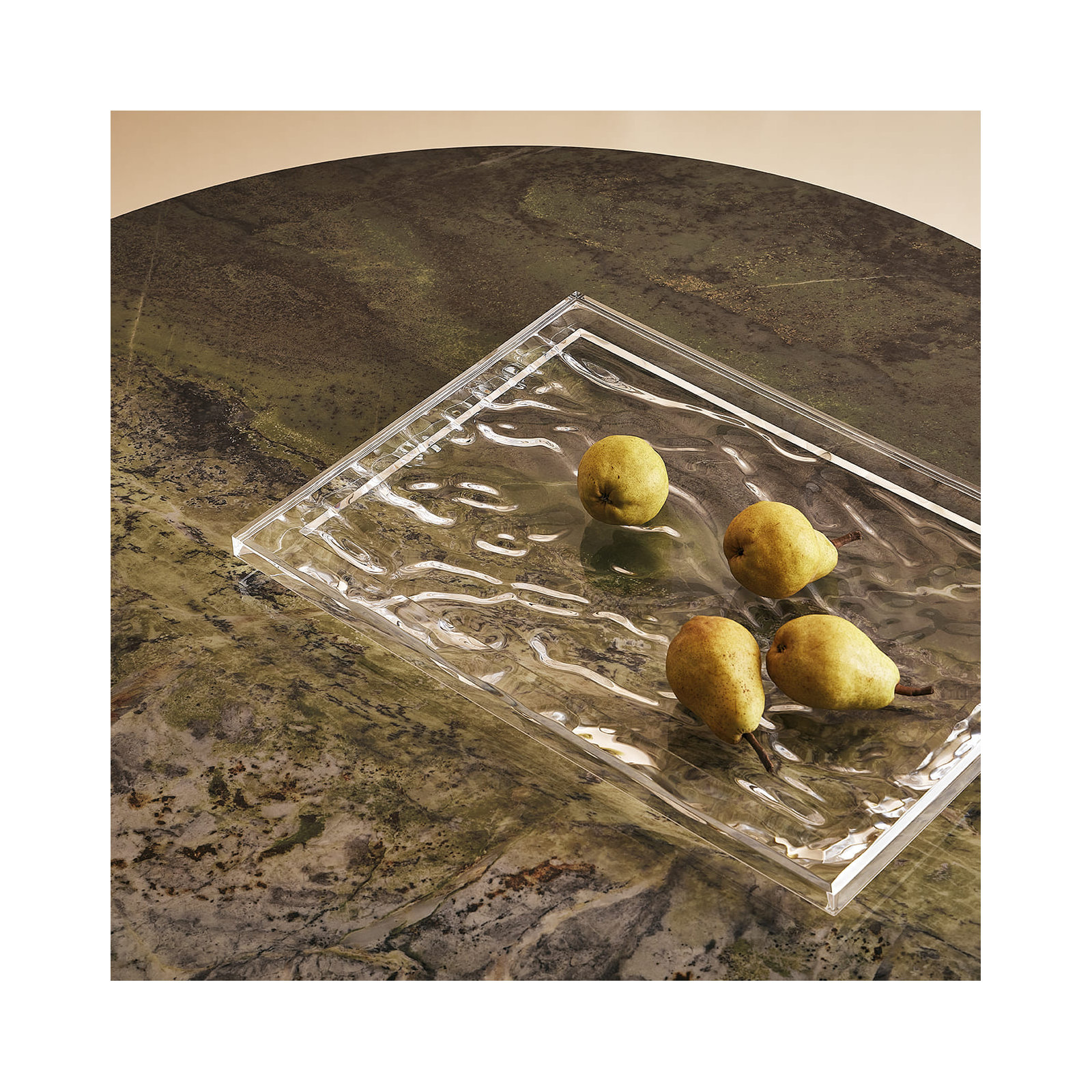 Dune Modern Plastic / Acrylic Tray - Set of 1, 21.65" x 14.96", Crystal