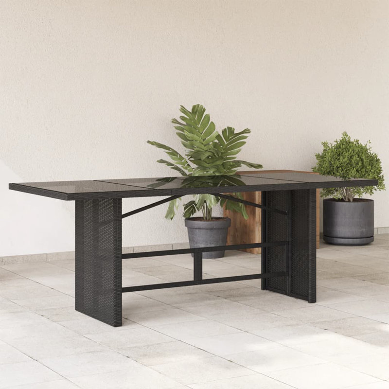 Bartie Rectangular Outdoor Dining Table , 190cm cm W 80cm cm D, Black