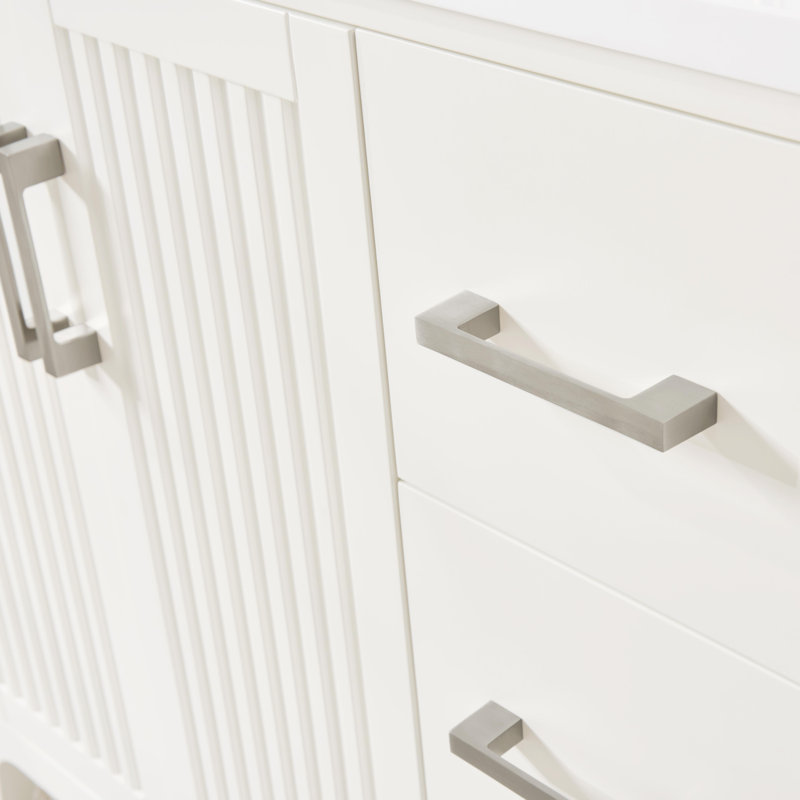 Meuble-lavabo en bois massif 36 po avec rangement de chargement USB, Blanc