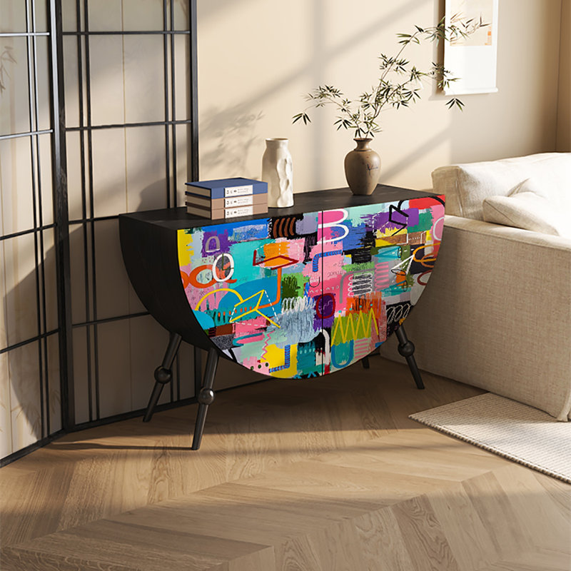 Armoire décorative moderne simple en demi-cercle, Noir