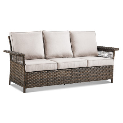 Myrella 78'' Wide PE Wicker Outdoor Patio Sofa with Cushions