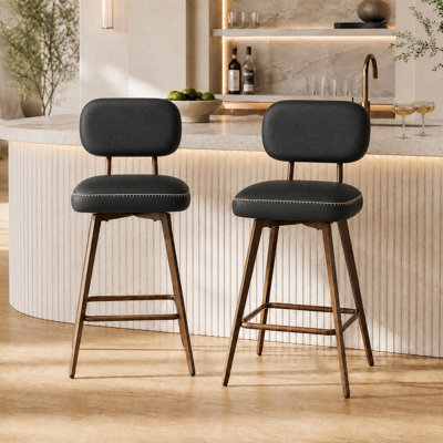 Upholstered Counter Stool with Metal Frame