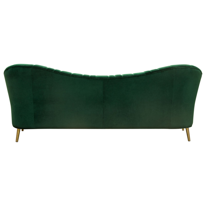 Ava 93'' Emerald Green Velvet Tufted Sofa with Gold Legs
