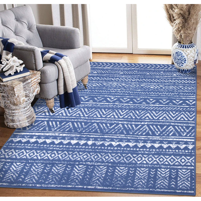 Rectangle intérieur / extérieur en polypropylène tissé à la machine marocain Kennen, Rectangle 5 pi 2 po x 7 pi 6 po