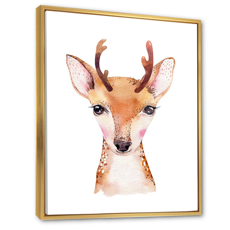 Mignon portrait d'antilope II - peinture, H 40 po x l 30 po x P 1,5 po, Cadre flottant doré