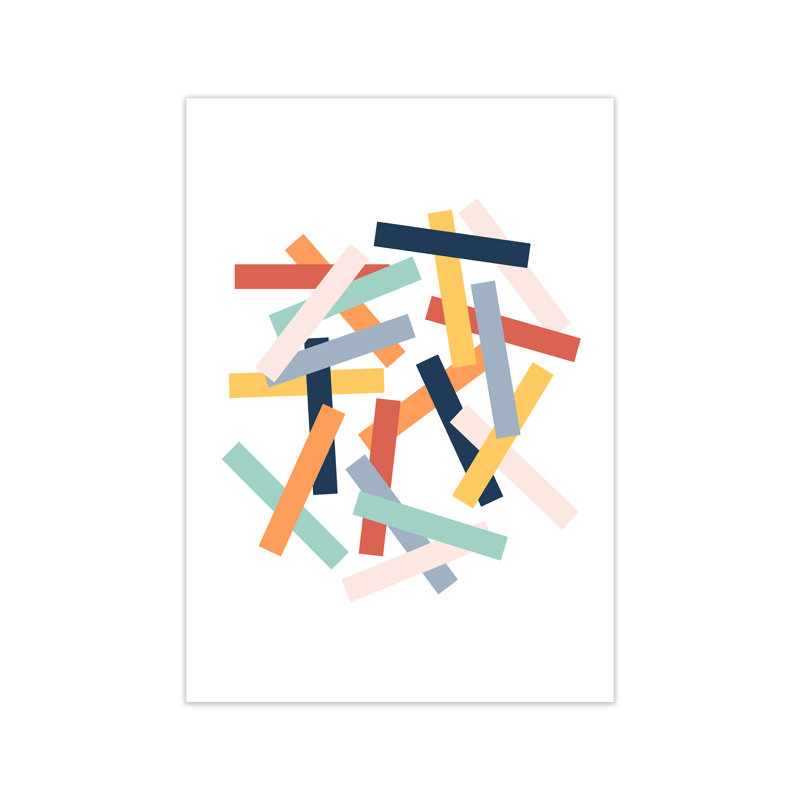 Colourful Scandinavian Lines Original - Print on Canvas, No Frame, 59cm H x 42cm W x 1cm D