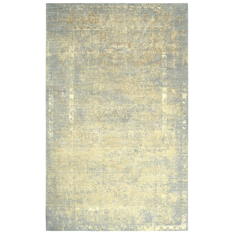 Tapis beige / gris en laine Power Loom, Rectangle 10 pi x 13 pi