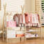 37.6'' Height Piney Clothes Rack with 4 storage shelves