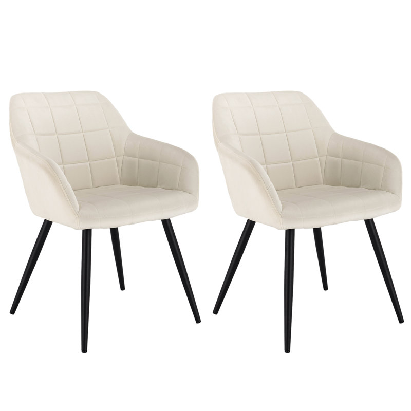 Palumbo Upholstered Dining Chair, 2, White, Black