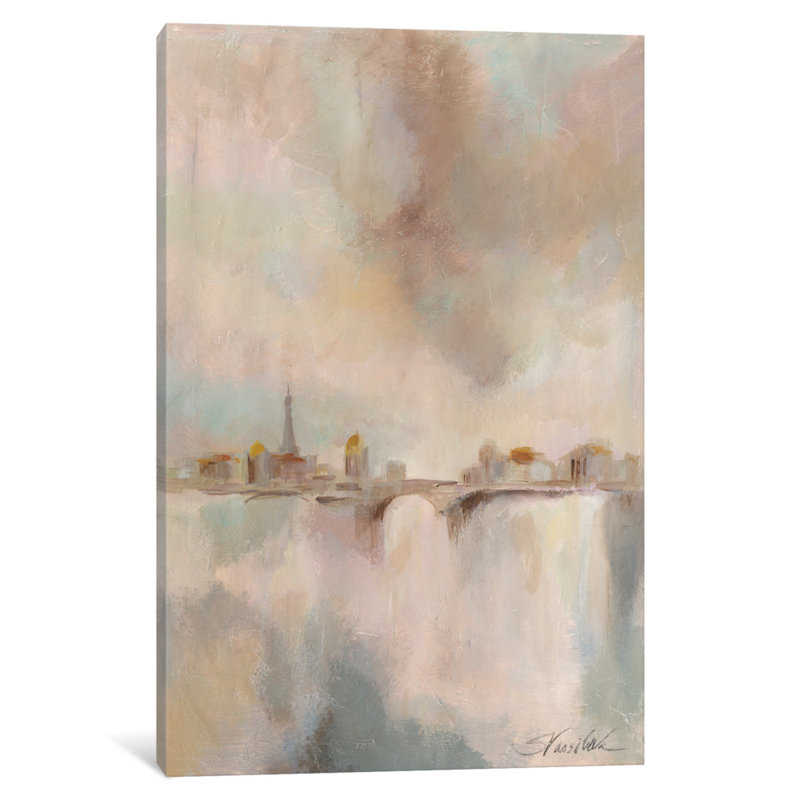 « paris matin brume i », reproduction d’art sur toile tendue, H 12 po x l 8 po x P 0,75 po