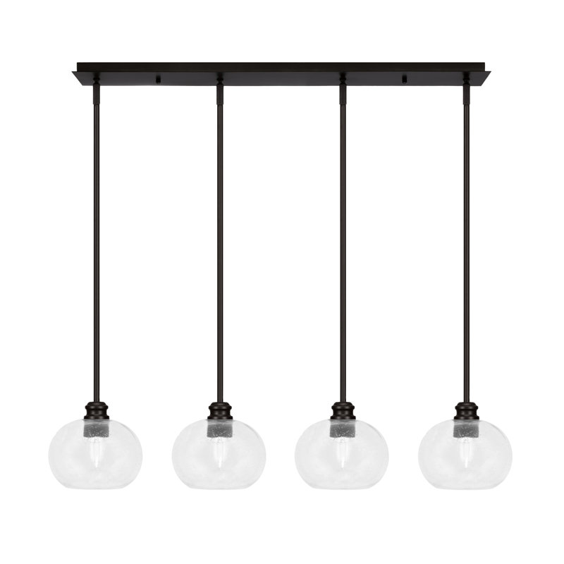 Edge 4 Light Linear Pendalier With 7" Glass, Espresso