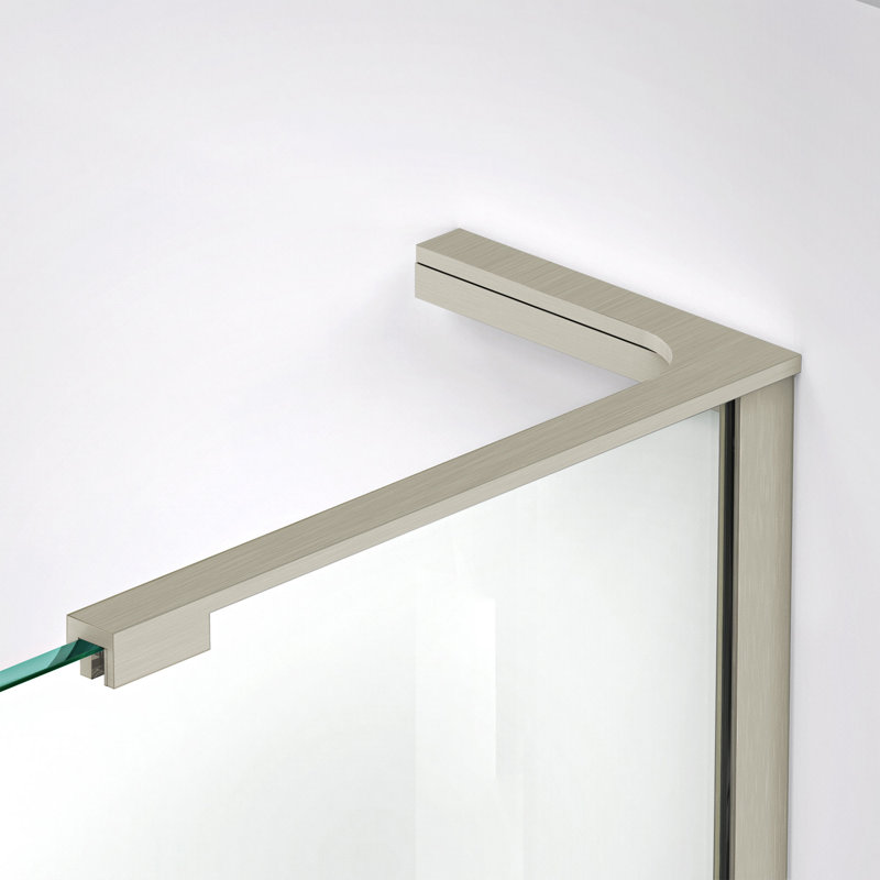 DreamLine Unidoor-X 71 - 71.5 inch W x 72 inch H Frameless Hinged Shower Door in Brushed Nickel - Right Wall Installation