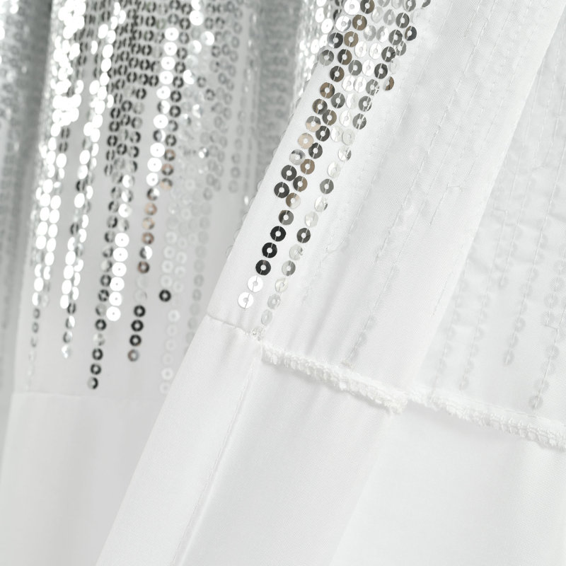 Shimmer Sequins Semi Sheer Curtain Pair, Navy
