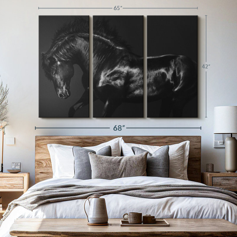 " Stallion Black On Black ", 42" H x 65" W
