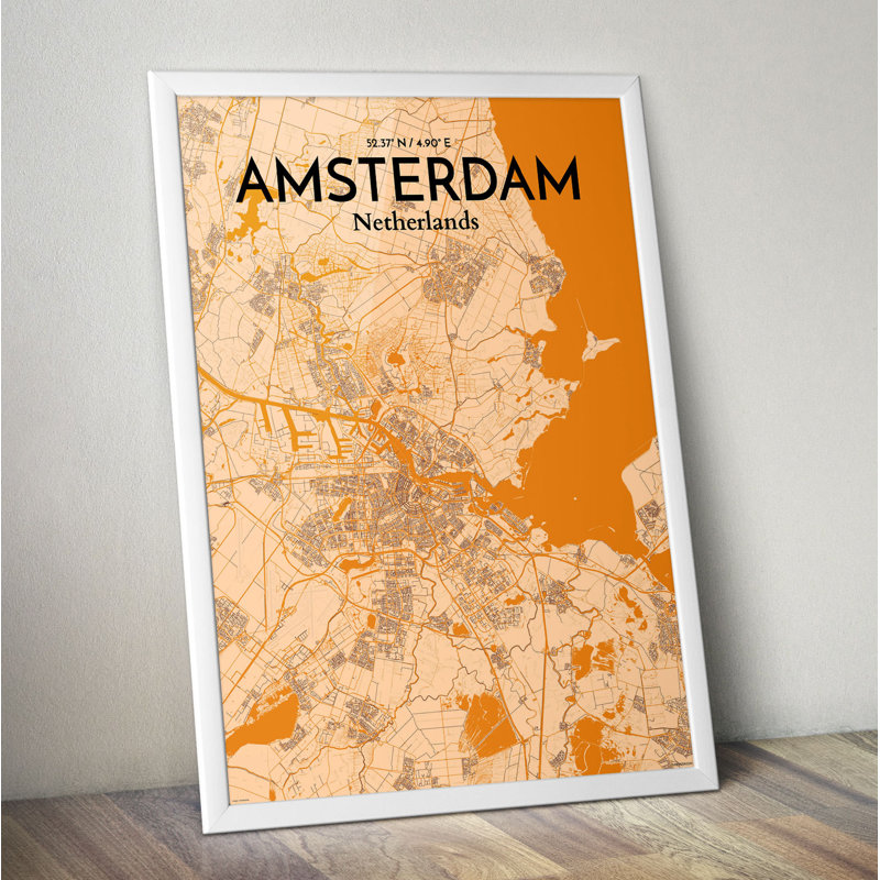 Amsterdam City Map - No Frame Print, 43.2cm H x 27.9cm W x 0.1cm D