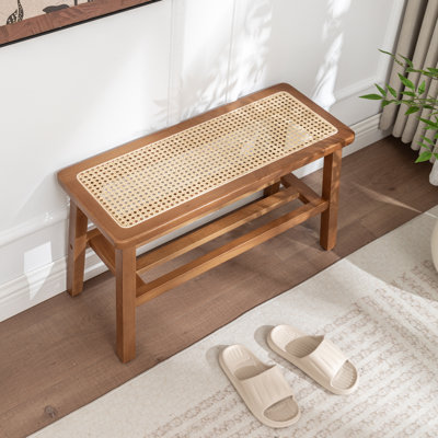 Lund Solid Wood Bench With Shelf